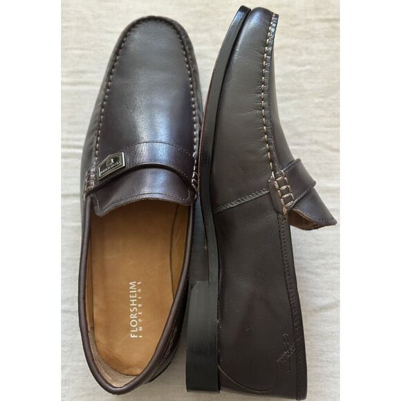 Florsheim Men's Size 9.5 3E Imperial Slip On Loafer Dark Brown Leather - Picture 7 of 10